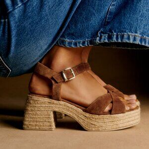 Sezane Manon Espadrilles Hazelnut Size 9 NEW without box